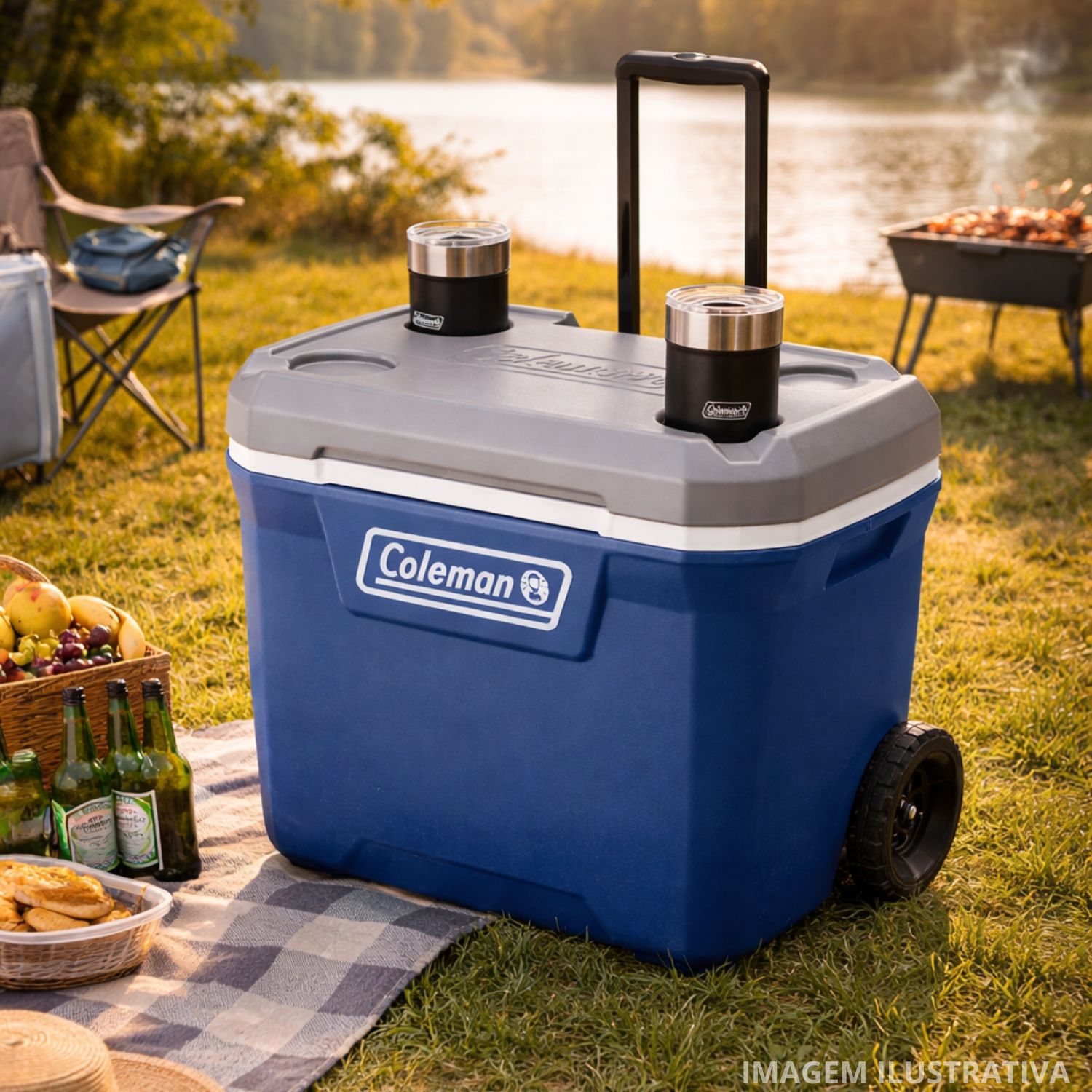 Caixa Térmica Lakeside Coleman 61,5 Litros com Rodas Azul | Multibar