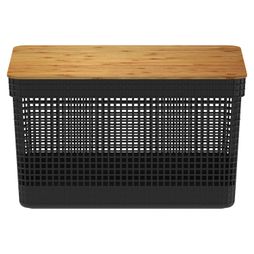 Cesto_Organizador_Grid_OU_20_Litros_com_Tampa_de_Bambu_Preto_1039101